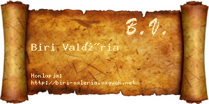 Biri Valéria névjegykártya