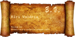 Biri Valéria névjegykártya